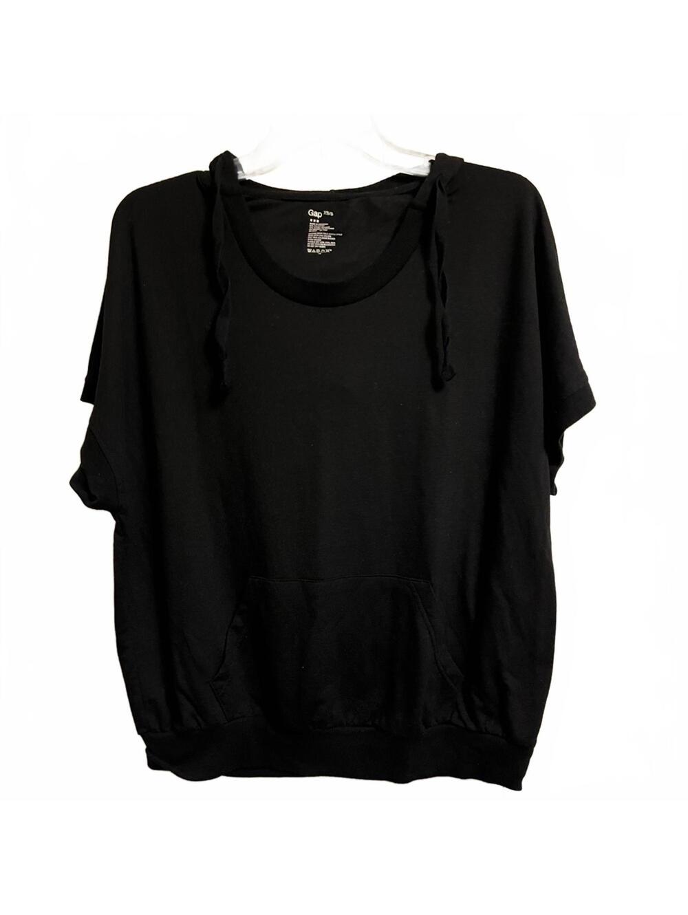 GAP Black Short Sleeve Hoodie – Casual Lightweight Sweatshirt